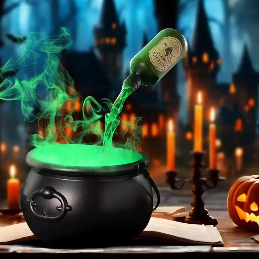 Halloween Witchcauldron with LED Light & Fog Mist Maker Skeleton Decor for Spooky Hocus Pocus Party, Home, Halloween Party